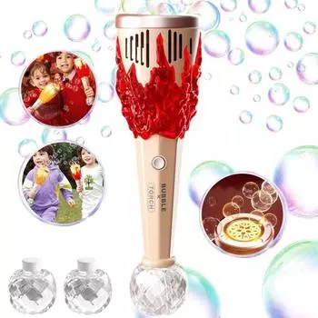 Машина для мыльных пузырей для детей, перезаряжаемая горелка, генератор пузырей с 2 бутылками для заправки, 10000+ пузырей красный