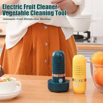 Машина для мытья овощей Портативное устройство для чистки фруктов Перезаряжаемое широко используемое водонепроницаемое беспроводное устройство для чистки фруктов и овощей темно-зеленого