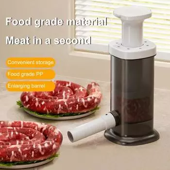 Машина для набивки колбас с 4 трубками для наполнения, ручная машина для набивки колбас для домашнего использования, пищевой инструмент для наполнения колбас, кухонные принадлежности для набивки колбас мясом серый