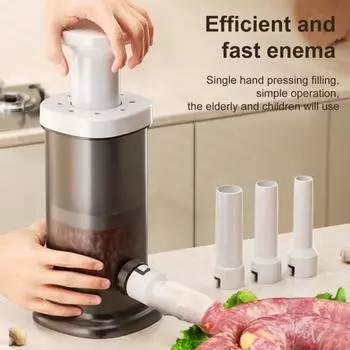 Машина для набивки колбас с 4 трубками для наполнения, ручная машина для набивки колбас для домашнего использования, пищевой инструмент для наполнения колбас, кухонные принадлежности для набивки колбас мясом белый