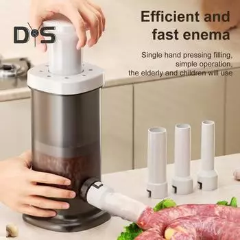 Машина для набивки колбас с 4 трубками для наполнения, ручная машина для набивки колбас для домашнего использования, пищевой инструмент для наполнения колбас, кухонные принадлежности для набивки колбас мясом белый