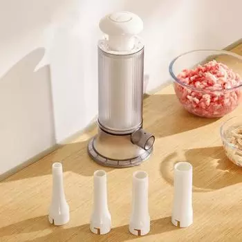 Машина для наполнения колбас с 4 трубками для наполнения, ручная машина для изготовления домашних колбасок, наполнитель из нержавеющей стали для домашней кухни света кофе