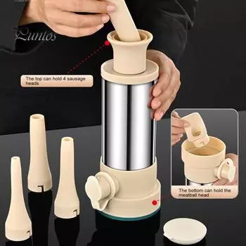 Машина для наполнения колбасы из нержавеющей стали, ручная машина для изготовления колбасы, легко моется, наполнитель для мяса с удобной ручкой бежевый