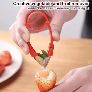 Машина для очистки клубники Металл Пластик Гаджет для удаления листьев с фруктов Нож для удаления стеблей томатов Картофельный нож Кухонный инструмент для приготовления овощей красный