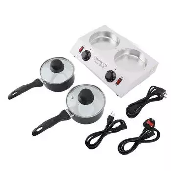 Машина для плавления шоколада с 2 резервуарами, ручная шоколадная машина с постоянной температурой, алюминиевым антипригарным покрытием, 2 US Plug 110V
