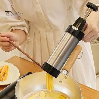 Машина для приготовления чуррос с насадками для трубочек и мешком из нержавеющей стали, набор для приготовления оладий с щеткой для чистки для приготовления чуррос A