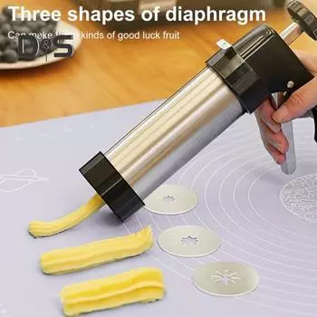 Машина для приготовления чуррос с насадками для трубочек и мешком из нержавеющей стали, набор для приготовления оладий с щеткой для чистки для приготовления чуррос A