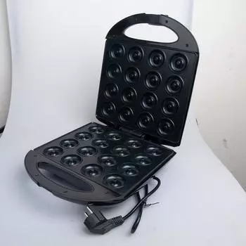 Машина для приготовления пончиков Houselin для завтраков, закусок, десертов и многого другого с антипригарным покрытием, рассчитана на 16 пончиков us чёрный