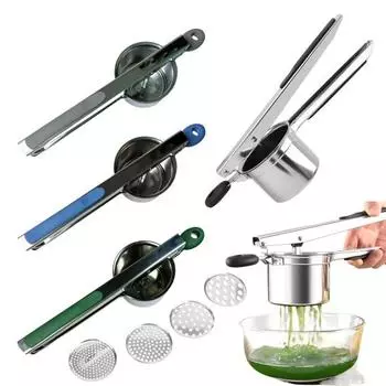 Машина для приготовления пюре из картофеля из нержавеющей стали, ручная соковыжималка, толкушка для картофеля, профессиональный кухонный инструмент A чёрный