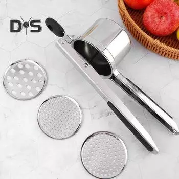 Машина для приготовления пюре из картофеля из нержавеющей стали, ручная соковыжималка, толкушка для картофеля, профессиональный кухонный инструмент A чёрный