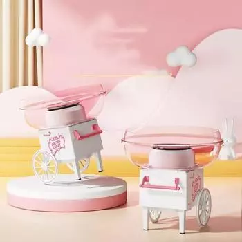 Машина для приготовления сладкой ваты 1 шт., для детей, дома, автоматически делает сладкую вату, мини, красочная, сахарная семья розовый