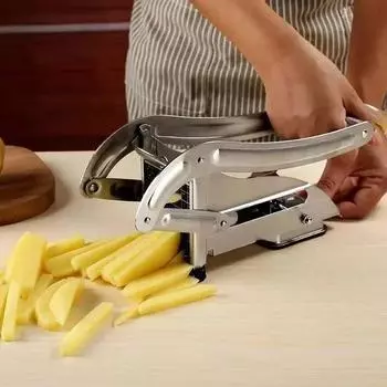 Машина для резки картофеля, многофункциональная, из нержавеющей стали, ручная овощерезка, инструмент для резки картофеля, огурцов, фруктов и овощей серый