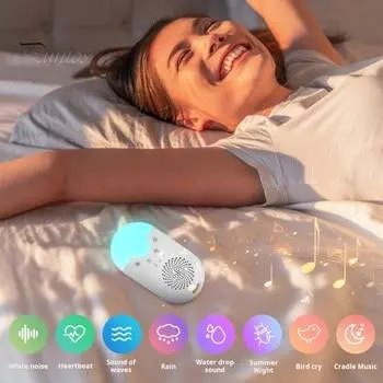 Машина для создания белого шума с 8 расслабляющими звуками природы, 3 настройками таймера, компактный портативный аппарат для улучшения сна белый