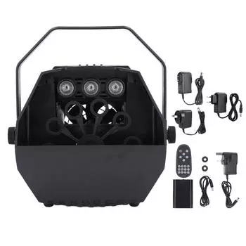 Машина для создания мыльных пузырей Автоматическая мыльная пузырчатая машина с дистанционным управлением Сценический генератор мыльных пузырей с RGB-подсветкой и светодиодным экраном UK Plug, 100-240V