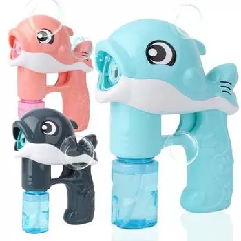 Машина для создания пузырей с дельфинами и легкой музыкой, герметичный детский производитель, ручной автоматический игрушечный шутер для пузырей, воздуходувка для малышей и мальчиков синий