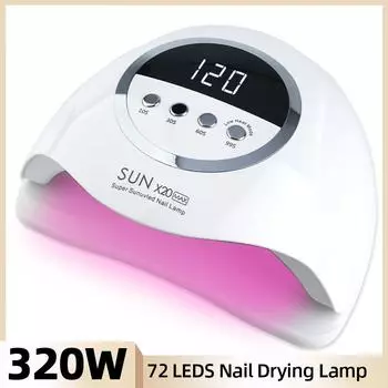Машина для сушки ногтей, 320 Вт, УФ-светодиодная лампа для ногтей, 72 светодиода, лампа для отверждения гель-лака, маникюрная лампа с автоматическим интеллектуальным датчиком, дизайн ногтей EU plug белый