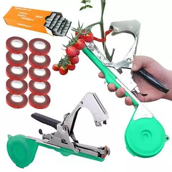 Машина для связывания растений, садовых растений, ленточный инструмент, топер + 10 рулонов, набор лент для овощей, винограда, помидоров, огурцов, перца, цветов