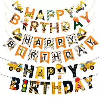 Машина для вытягивания флага Машина для инженерной работы Детский день рождения Вечеринка Catone День рождения Подъемная машина Праздничные флаги