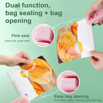 Машина для запечатывания мини-пакетов, влагостойкий запайщик пищевых упаковок, перезаряжаемый через USB, с функцией резки, сохраняющий свежесть пластиковых пакетов, запайщик пакетов для закусок серый