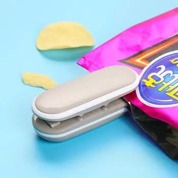 Машина для запечатывания закусок Портативная мини-машина для запечатывания пластика Бытовой пластиковый пакет Устройство для запечатывания пищевых продуктов Ручное устройство для запечатывания под давлением None серый