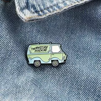 МАШИНА Ювелирные аксессуары Значок Значок Эмаль Брошь на лацкан Броши Брошь Скуби-автобус Броши зелёный