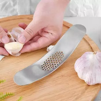 Машинка для чеснока из нержавеющей стали, пресс для чеснока, мясорубка, посудомоечная машина, безопасная ручная изогнутая дробилка для чеснока, измельчитель, инструмент для кухни серебряный