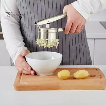 Машинка для картофеля из нержавеющей стали, эргономичная ручка, легко моющийся пресс для картофеля для домашней кухни серебряный