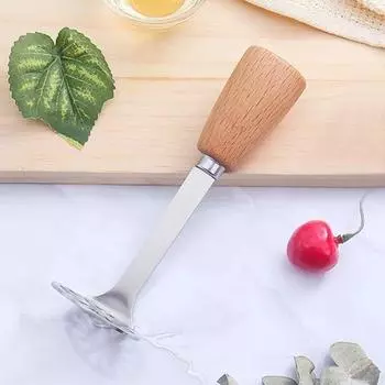 Машинка для картофеля из нержавеющей стали, деревянная длинная ручка, пищевой многофункциональный ручной инструмент для измельчения моркови и овощей, кухонные гаджеты серебряный