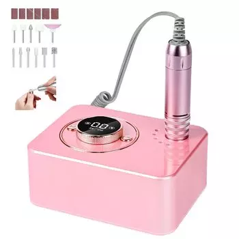 Машинка для ногтей электрическая машинка для ногтей настольная для профессионального маникюра ЖК-дисплей 11 бит скорость популярный комплект, тип, машины, перезаряжаемый, экран, в комплекте, розовый