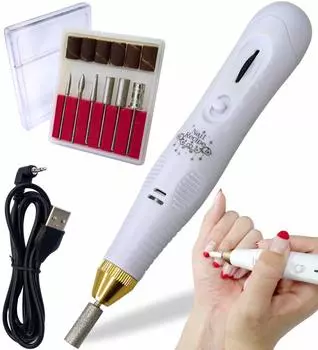 Машинка для ногтей электрическая пилка для ногтей гель-лак для легкого и быстрого вращения подарок [NailRecipe] вперед/назад белый
