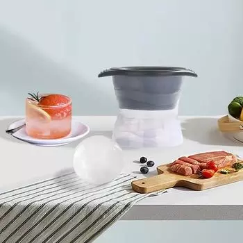 Машинка для приготовления ледяных шариков, силиконовая форма для кубиков льда с крышкой, замороженный виски, круглый сферический лоток, бытовые кухонные принадлежности, барные аксессуары серый