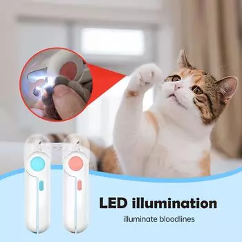 Машинка для стрижки когтей для кошек со светодиодной подсветкой, круглая головка, машинка для стрижки когтей для собак и кошек, коготь, триммер для домашних животных, шлифовальная машина для мелких животных розовый