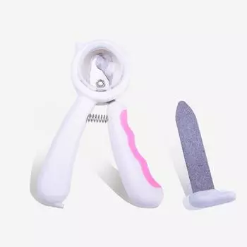 Машинка для стрижки ногтей для домашних животных, милый брызгозащищенный универсальный триммер для когтей из нержавеющей стали с напильником для кошек и собак, розовый цвет