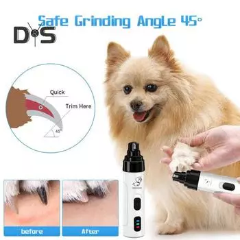 Машинка для стрижки ногтей для собак, тихая машинка для стрижки ногтей для собак, аккумуляторный триммер для ногтей, электрический инструмент для ухода за лапами, сглаживающий инструмент для мелких, средних и крупных домашних животных белый