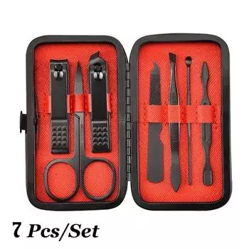 Машинка для стрижки ногтей из нержавеющей стали, триммер, набор для ухода за ушами, маникюрный педикюр, инструменты для ногтей 7PCS