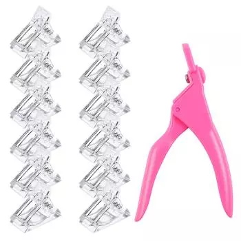 Машинка для стрижки ногтей, набор инструментов для наращивания ногтей с 12 шт. прозрачными фиксированными зажимами для накладных ногтей для обрезки накладных ногтей, удлиненные кончики ногтей