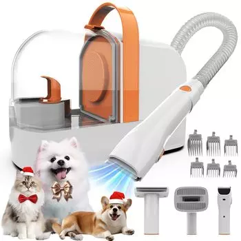 Машинка для стрижки собак AIRROBO Pet Clipper Set Grooming Vacuum Cleaner 12000Pa Super Powering всасывание 3 уровня регулировки Набор для стрижки домашних животных Устройство для красоты собак и кошек