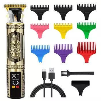 Машинка для стрижки волос, электрическая машинка для стрижки волос, профессиональная мужская бритва, триммер для мужчин, парикмахерская, борода, T9, USB аккумуляторная машинка для стрижки LQF002