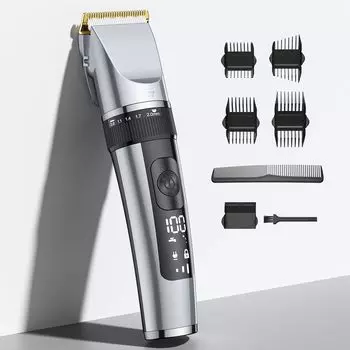 Машинка для стрижки волос для мужчин, высота стрижки, 8 видов направляющих, низкий уровень шума, аккумуляторная батарея, до 240 часов работы, 3 скорости, большой светодиодный дисплей