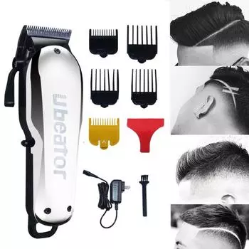 Машинка для стрижки волос профессиональная, 6 насадок US Plug красный