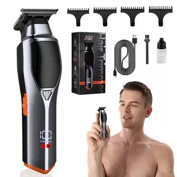 Машинка для стрижки волос с 3 ножами, набор бритв с цифровым дисплеем, электрическая машинка для стрижки волос высокой мощности чёрный