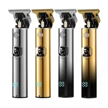 Машинка для стрижки волос с масляной головкой и ЖК-дисплеем, литиевая батарея, бесшумная перезаряжаемая моющаяся электрическая машинка для резьбы по дереву чёрный/золотой