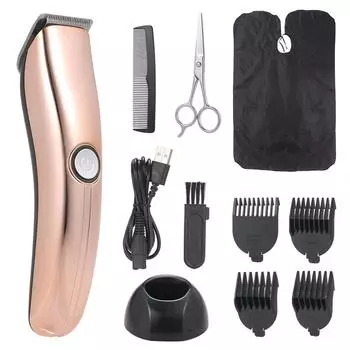 Машинка для стрижки волос с USB-зарядкой, направляющая 3-6-9-12 мм, расческа с подставкой для машинки для стрижки волос, расческа для бороды/ножницы и розового золота
