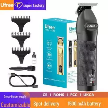 Машинка для стрижки волос с USB-зарядкой и цифровым дисплеем - электрический триммер для волос емкостью 1500 мАч для домашнего и салонного использования rechargeable чёрный