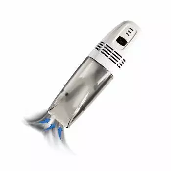 Машинка для стрижки волос с всасывающим механизмом. Срезанные волосы можно легко отсосать, так как они легко сменные благодаря USB-накопителю с лезвиями [для людей]. «SuiTrimmer» чистый, белый