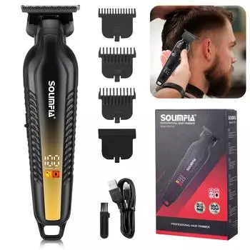 Машинка для стрижки волос SOLIMPIA Мужская электрическая профессиональная машинка для стрижки волос Парикмахерская аккумуляторная машинка для стрижки волос Беспроводная золотой