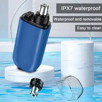 Машинка для стрижки волос в носу, ушах, 7000 об/мин, прецизионный инструмент, USB-зарядка, машинка для стрижки волос, портативный безболезненный триммер для бровей и волос на лице для мужчин, женщин, IPX7 чёрный