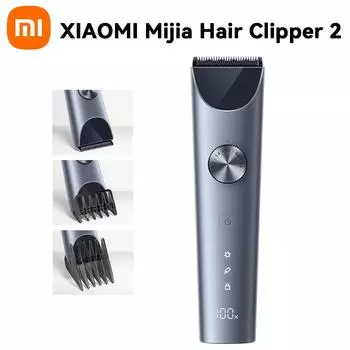 Машинка для стрижки волос Xiaomi Hair Clipper 2 Триммер для волос Mijia Professional Beard Cut Machine IPX7 Водонепроницаемая беспроводная машинка для стрижки волос Mijia Clipper 2 светло-серый