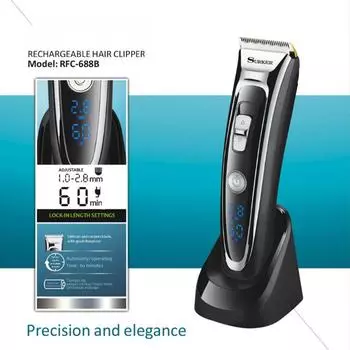 Машинка для стрижки волос Xuke с керамическими лезвиями и ЖК-дисплеем — низкий уровень шума, быстрая зарядка с помощью базы