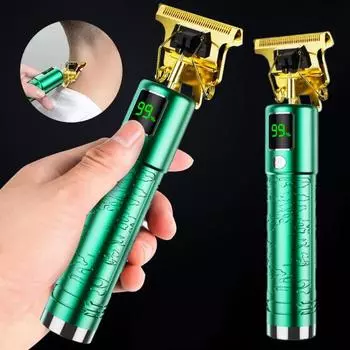 Машинка для стрижки волос Yousheng с острым лезвием из нержавеющей стали, мощным цифровым дисплеем, длительным временем ожидания, низким уровнем шума, электрической беспроводной машинкой для стрижки волос зелёный